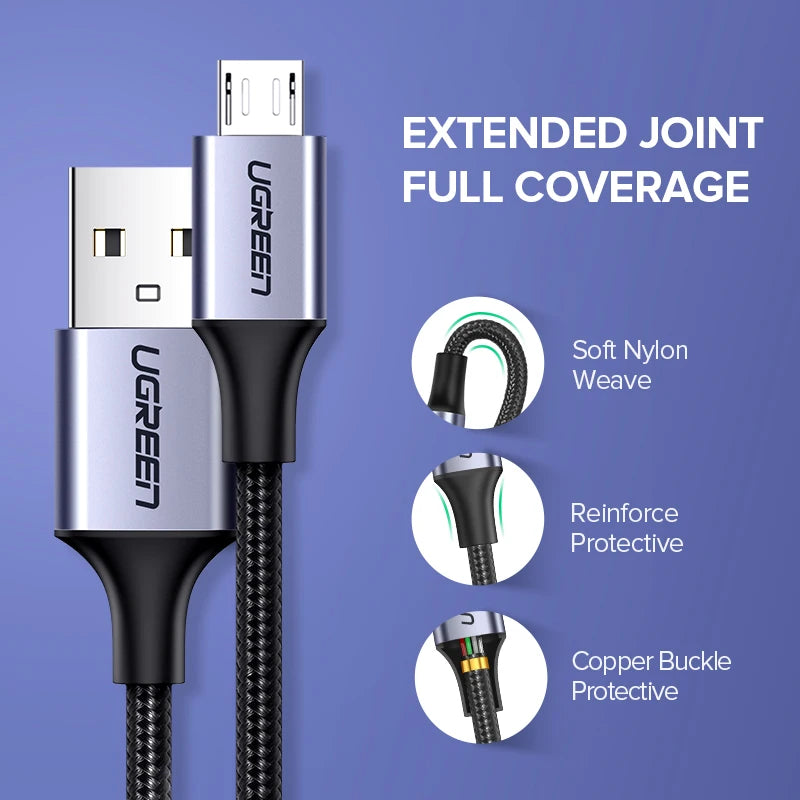 Fast Charging Braided Micro USB Data Cable 1.5m - 6