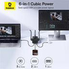 67W GaN Fast Charger Power Strip with 3 AC Outlets and USB Ports