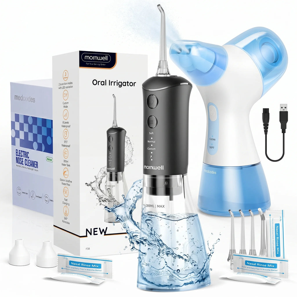 Portable Electric Nasal Irrigator and Water Flosser Combo