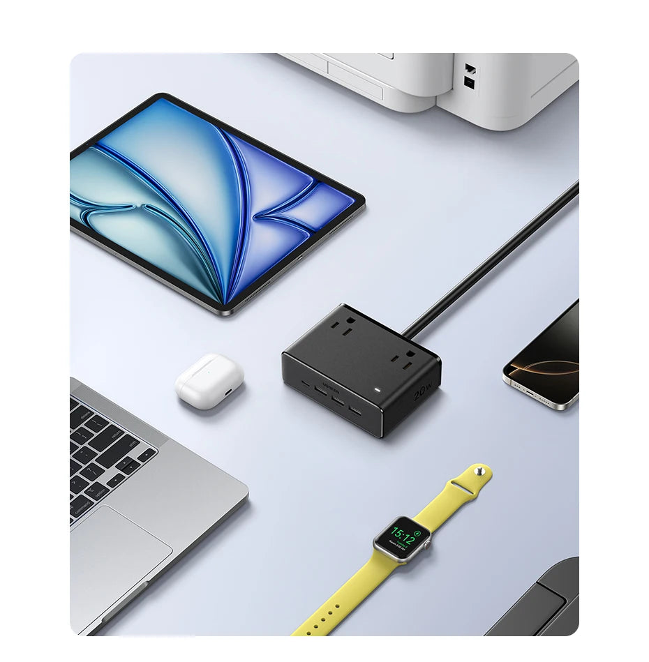 8-in-1 Compact Desktop Power Strip with USB-C Fast Charger - 10