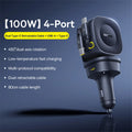 100W Fast Charging 4-Port Retractable Car Charger