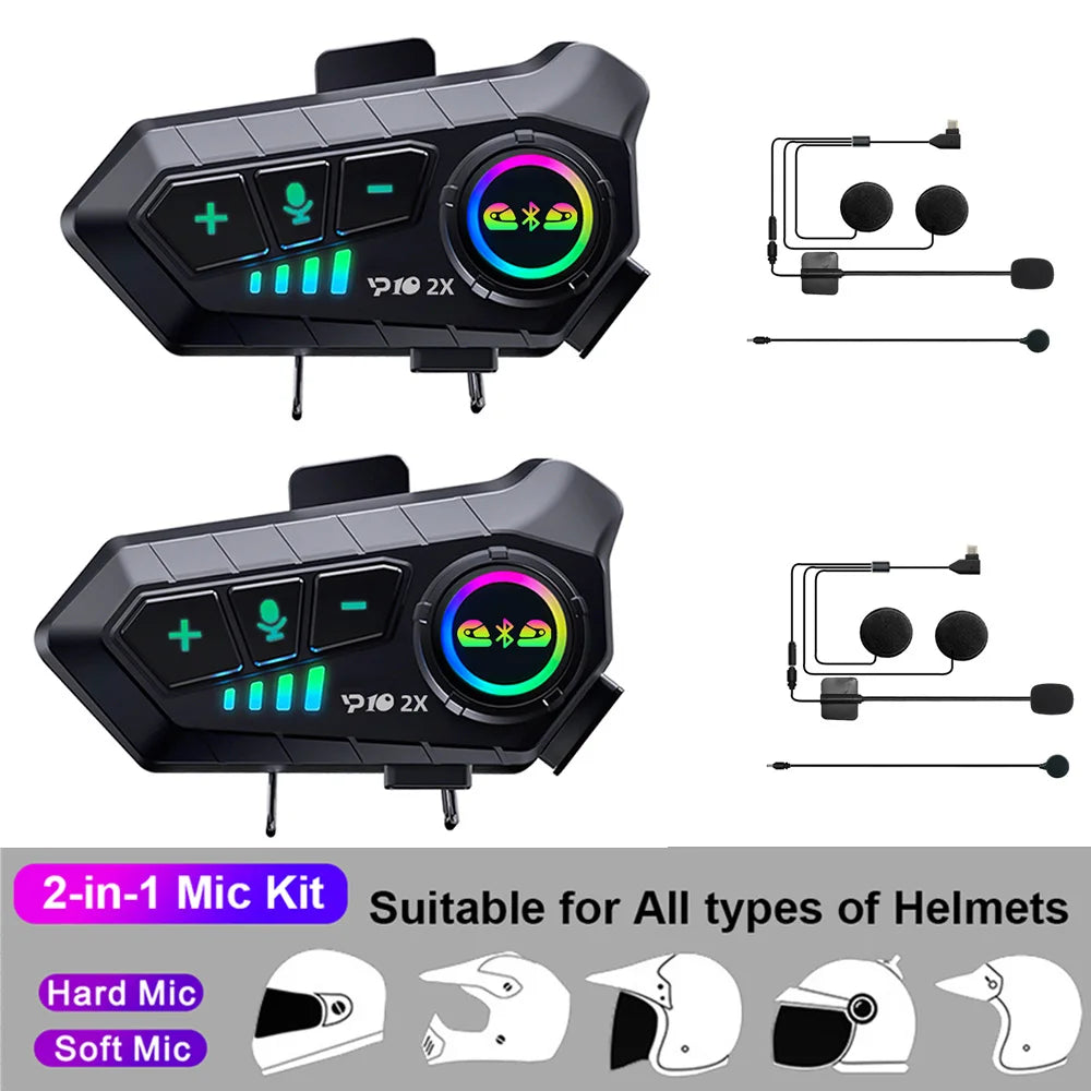 Bluetooth 5.3 Motorcycle Helmet Intercom Headset