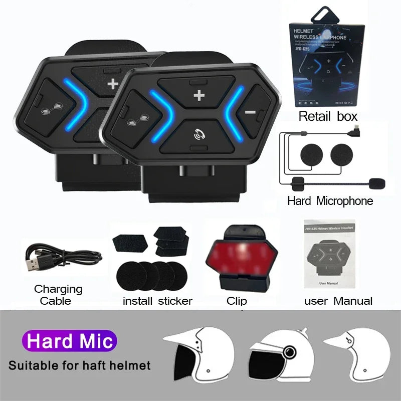 Bluetooth 5.4 Motorcycle Helmet Intercom Headset