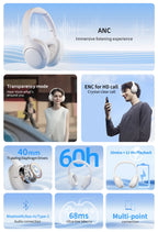 Wireless Noise Cancelling Over-Ear Headphones with Bluetooth 5.3