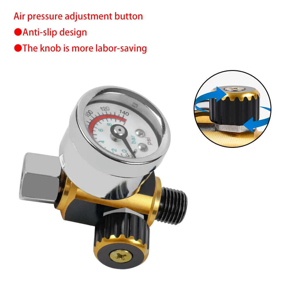 Adjustable Air Spray Gun Pressure Regulator with G1/4 Gauge