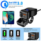 Motorcycle 100W Bidirectional USB Charger with Voltmeter and Switch