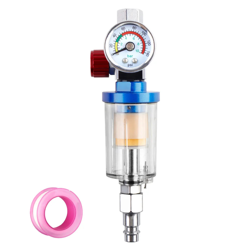 1/4" Air Pressure Regulator and Water Trap Filter for Spray Guns - 7