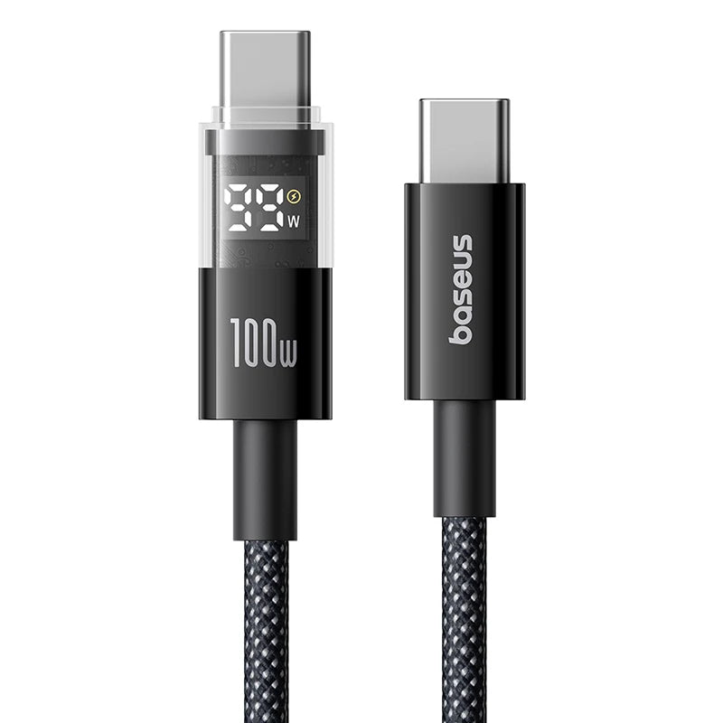 100W USB-C to USB-C Fast Charging Cable with LED Power Display