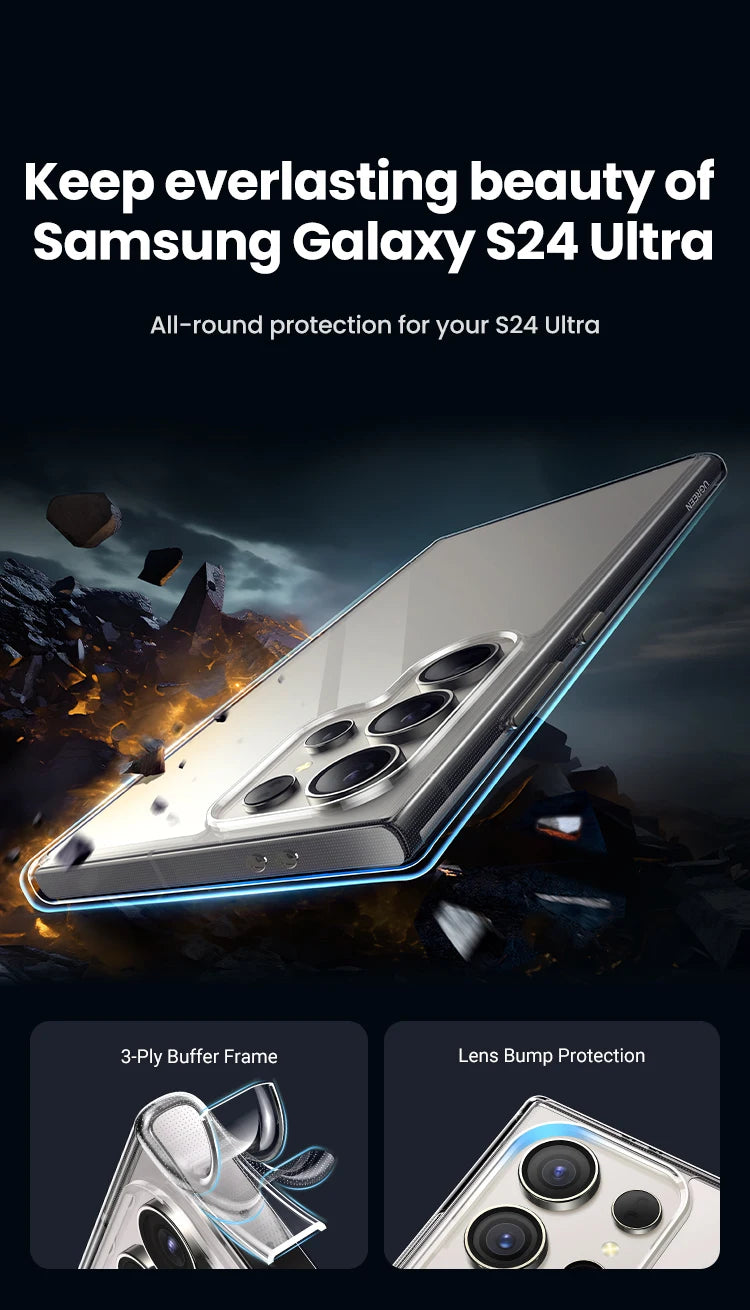 Crystal Clear Shockproof Case for Samsung S25 Ultra, S24 Ultra and S24