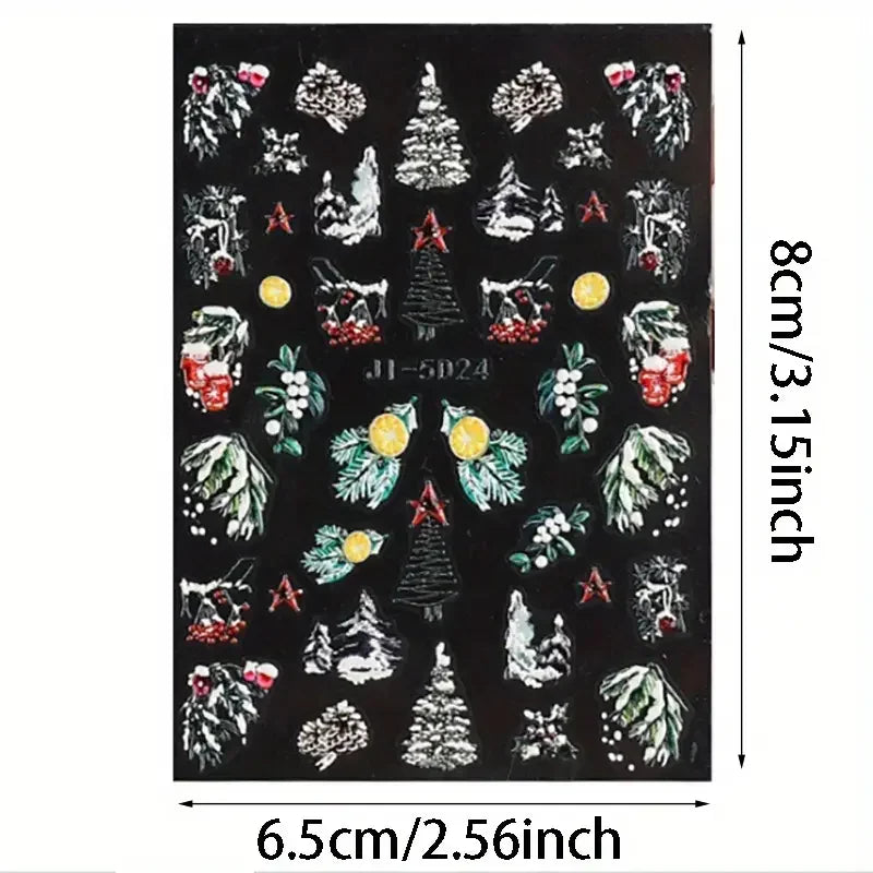 5D Embossed Christmas Nail Art Stickers