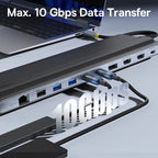 12-in-1 USB-C Triple Display Docking Station with Laptop Stand