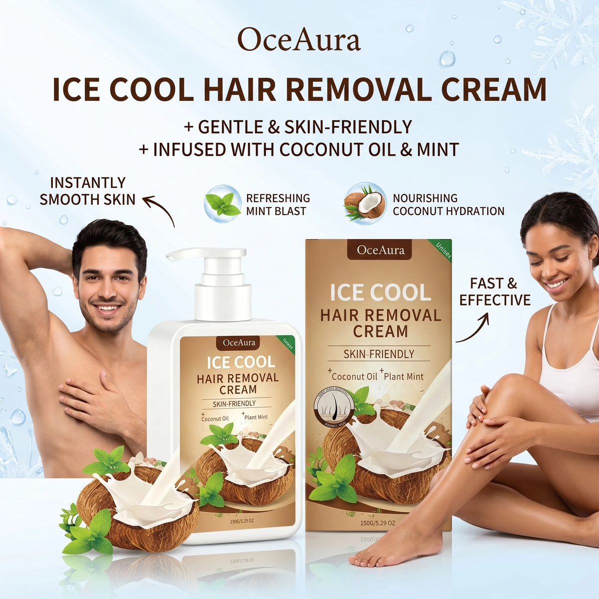 Ice Cool Painless Hair Removal Cream for Face and Body