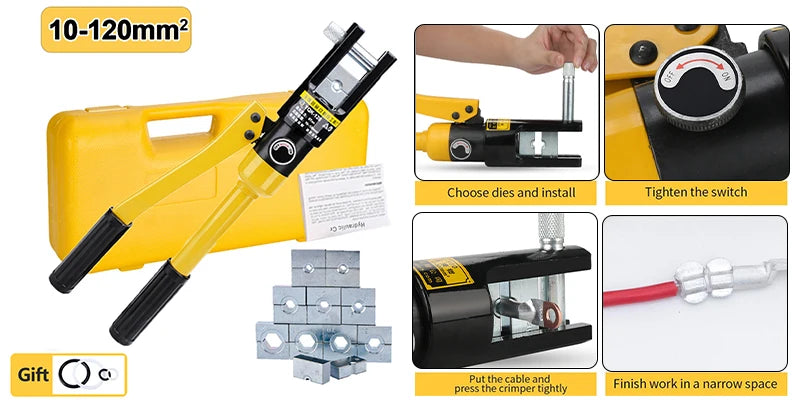 10T Hydraulic Cable Crimping Tool 4-70mm²