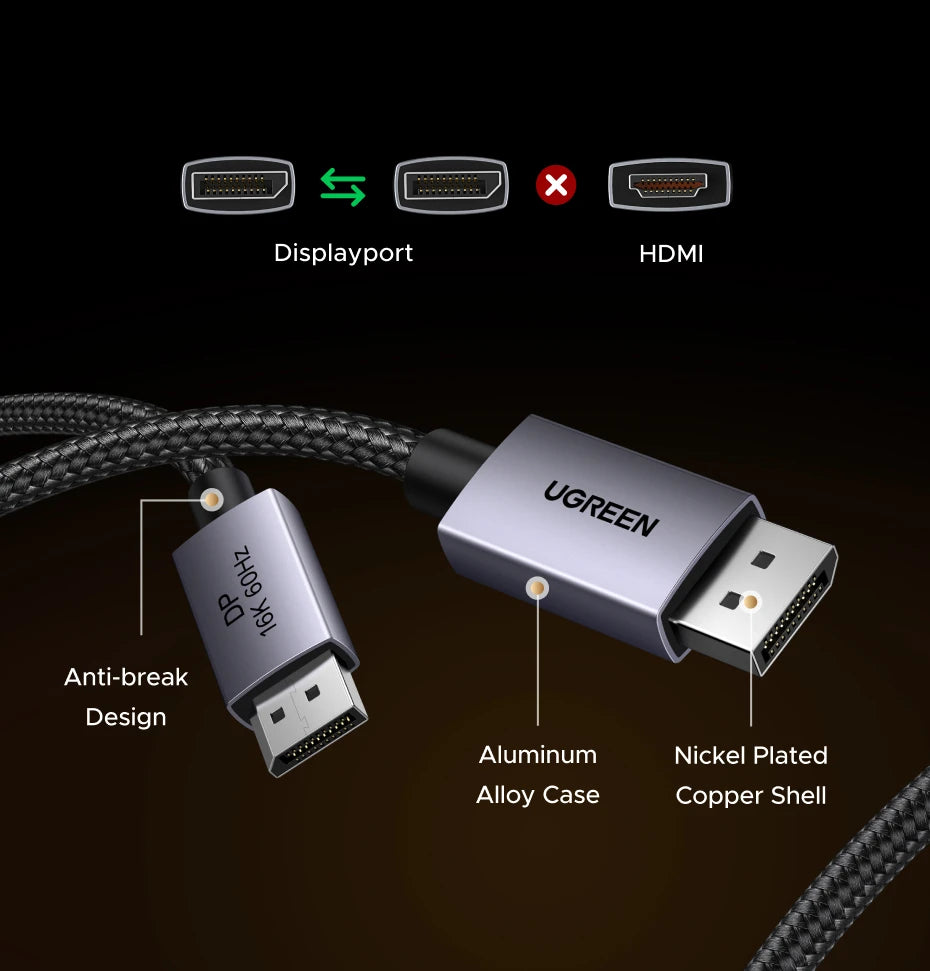 16K DisplayPort 2.1 Cable for Gaming and High-Resolution Monitors - 14