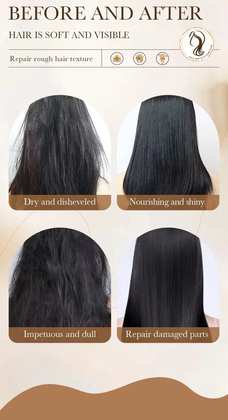 Professional Rice Repair Hair Mask for Dry and Damaged Hair