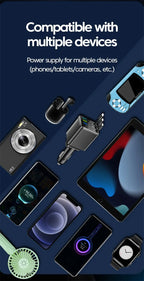 7-in-1 Fast Car Charger with Retractable Cables and Digital Voltmeter