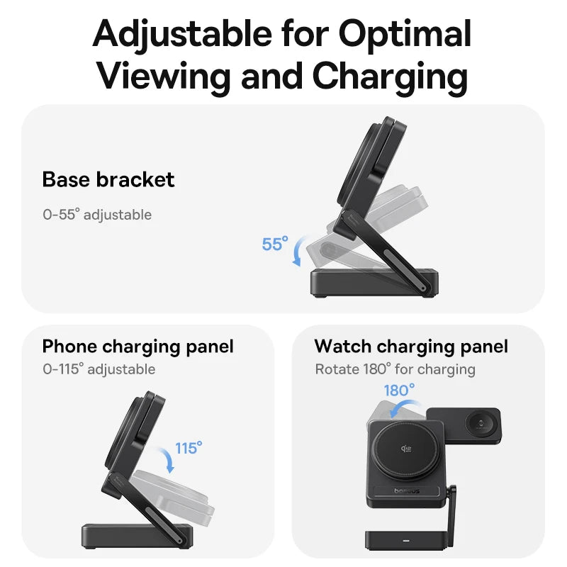 3-in-1 Foldable Magnetic Wireless Charging Station for Apple Devices