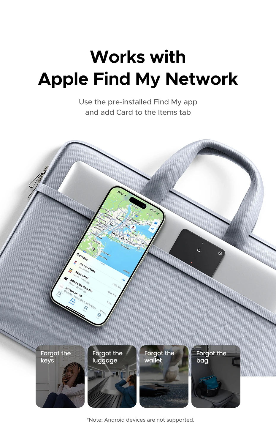 Smart Wallet Tracker Card for Apple Find My