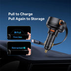 60W Fast Dual Port Car Charger with Retractable Cable