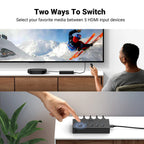 5-Port 4K 60Hz HDMI Switcher with Remote for Gaming Consoles