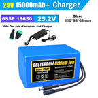 24V 15Ah Rechargeable Lithium-Ion Battery Pack with Charger