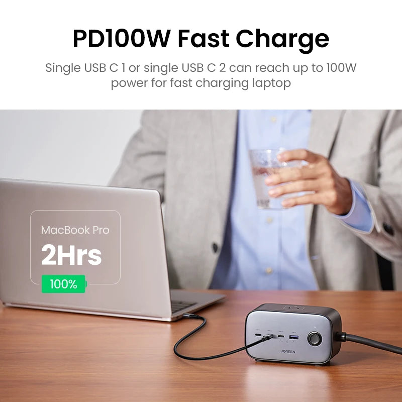 100W GaN 6-in-1 Fast Desktop Charging Station and Power Strip - 4