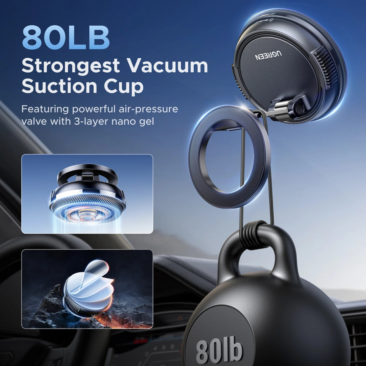 Magnetic Dashboard Car Phone Mount for Smartphones