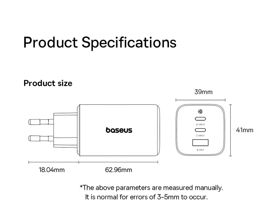 100W GaN 3-Port Fast Wall Charger for Laptops and Smartphones - 23