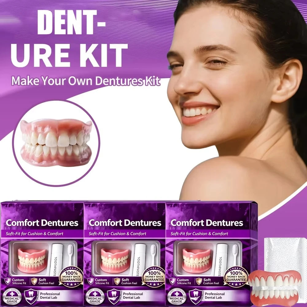 Comfort Fit Silicone Cosmetic Dentures for Natural Smile - 3