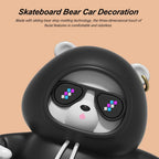 Skateboarding Bear Car Dashboard Ornament with Parking Number Plate