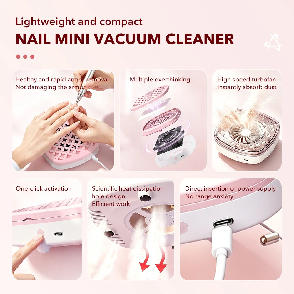 USB-Powered Nail Dust Collector with Washable Filter