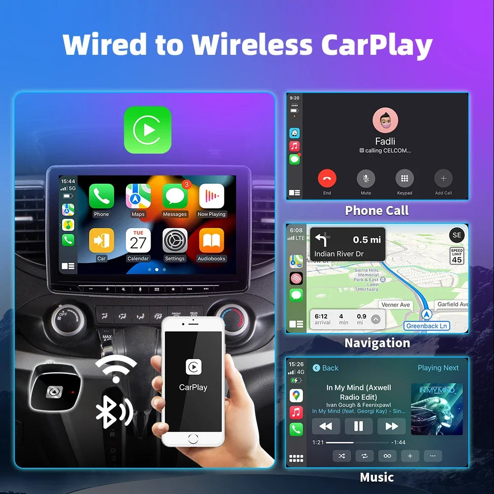 Wireless CarPlay and Android Auto 2-in-1 Adapter for Wired Car Systems - 8