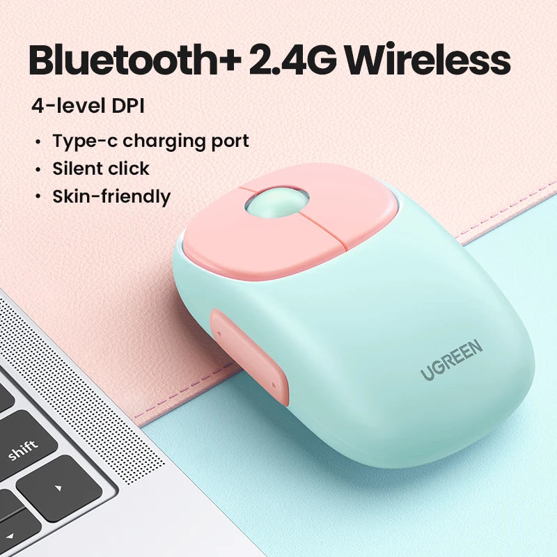 Slim Rechargeable Wireless Mouse with Bluetooth and 4000 DPI - 25