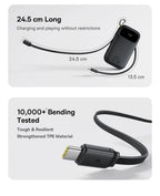 22.5W Fast Charging Power Bank with Built-in Cables