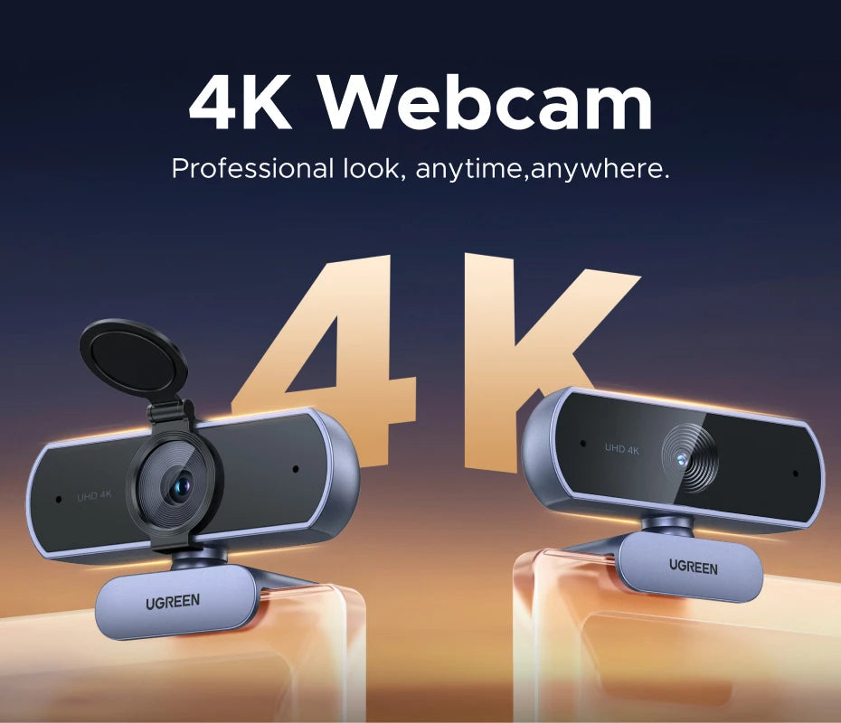 4K Ultra HD Webcam with Dual Microphone for Streaming and Video Calls