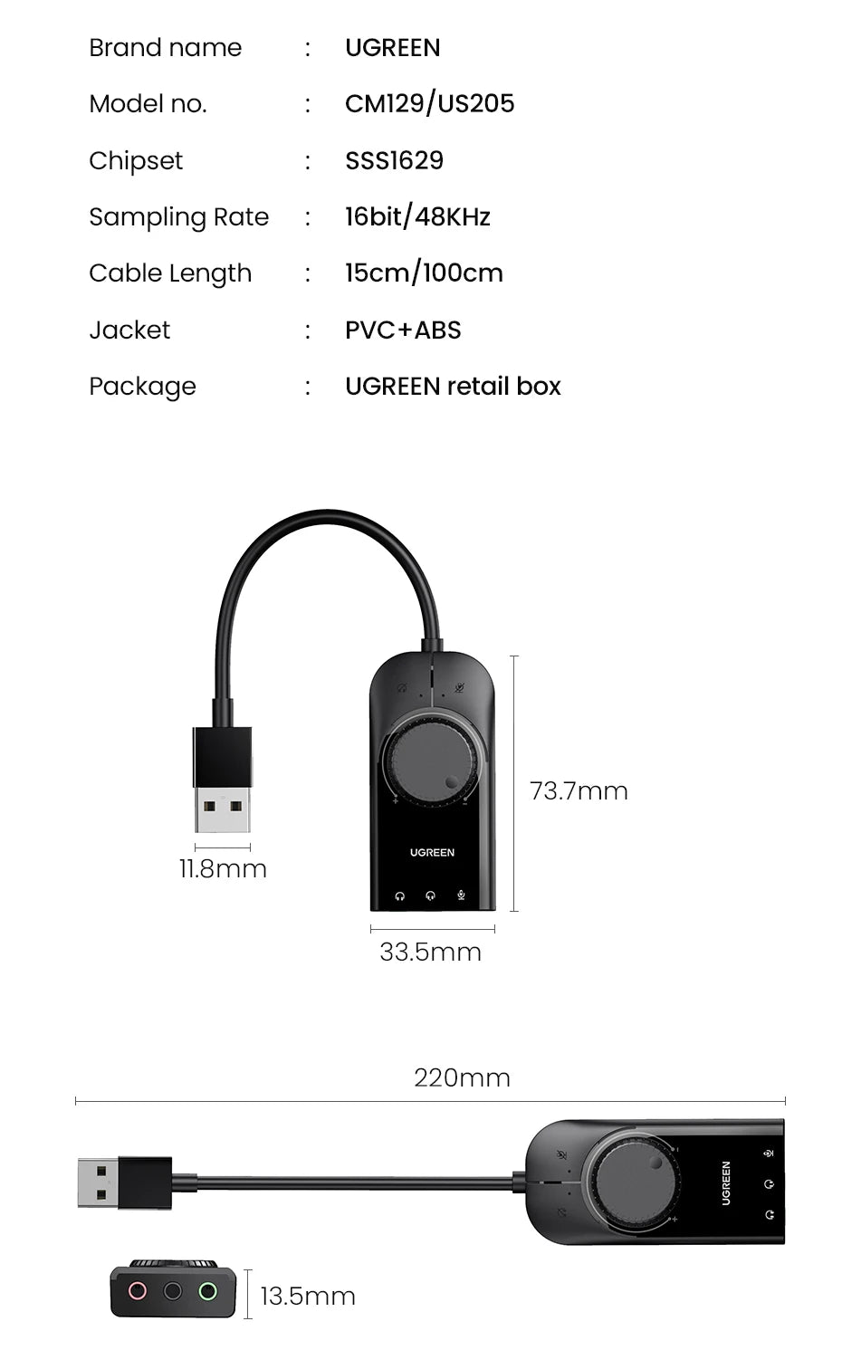 External USB Audio Adapter for PC, Laptop, and Gaming Consoles