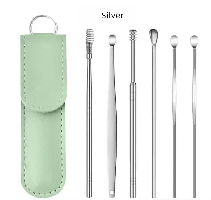 Stainless Steel Ear Wax Removal Cleaning Tool Kit with Storage Case
