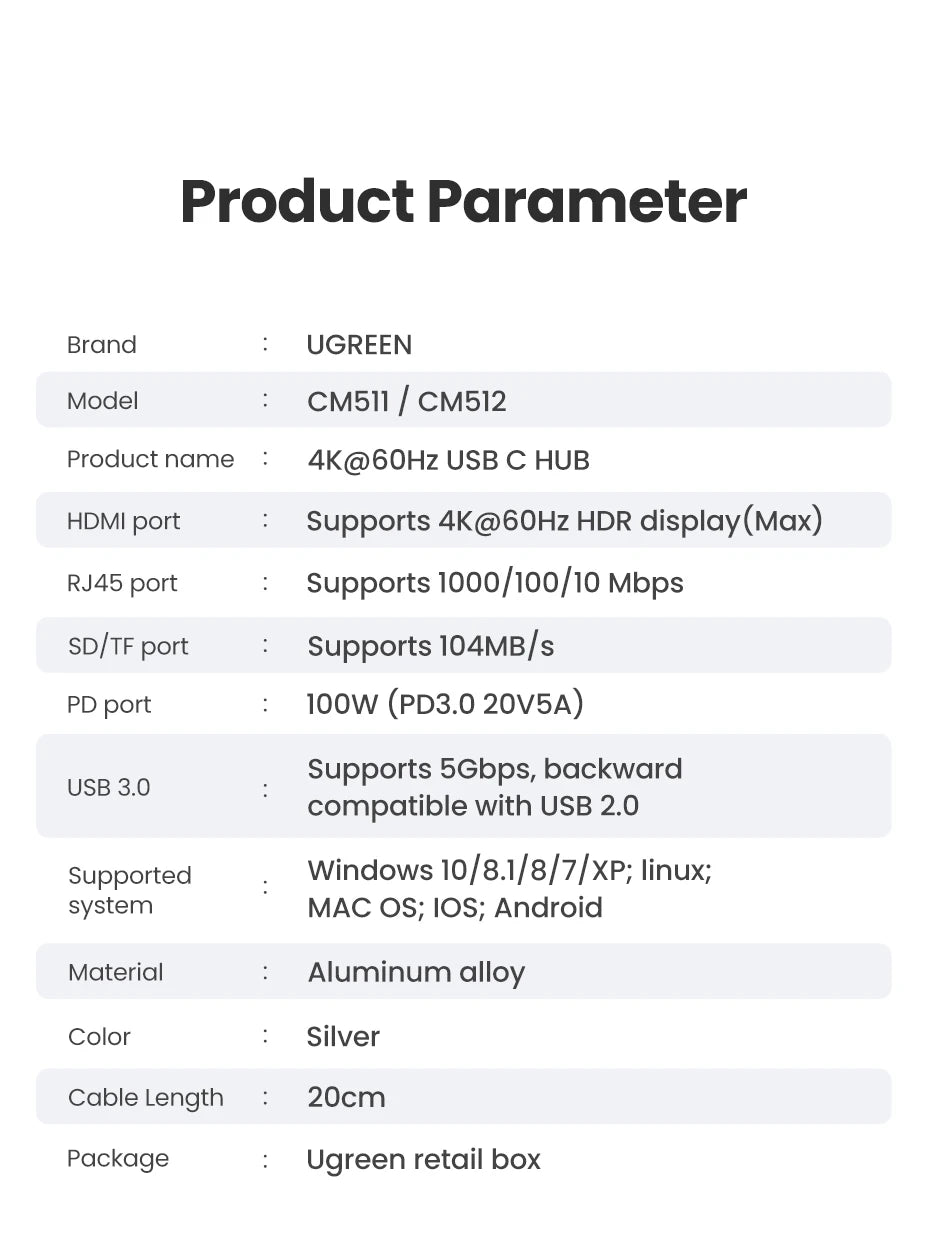 7-in-1 USB-C Hub with 4K 60Hz HDMI and 100W Power Delivery - 22