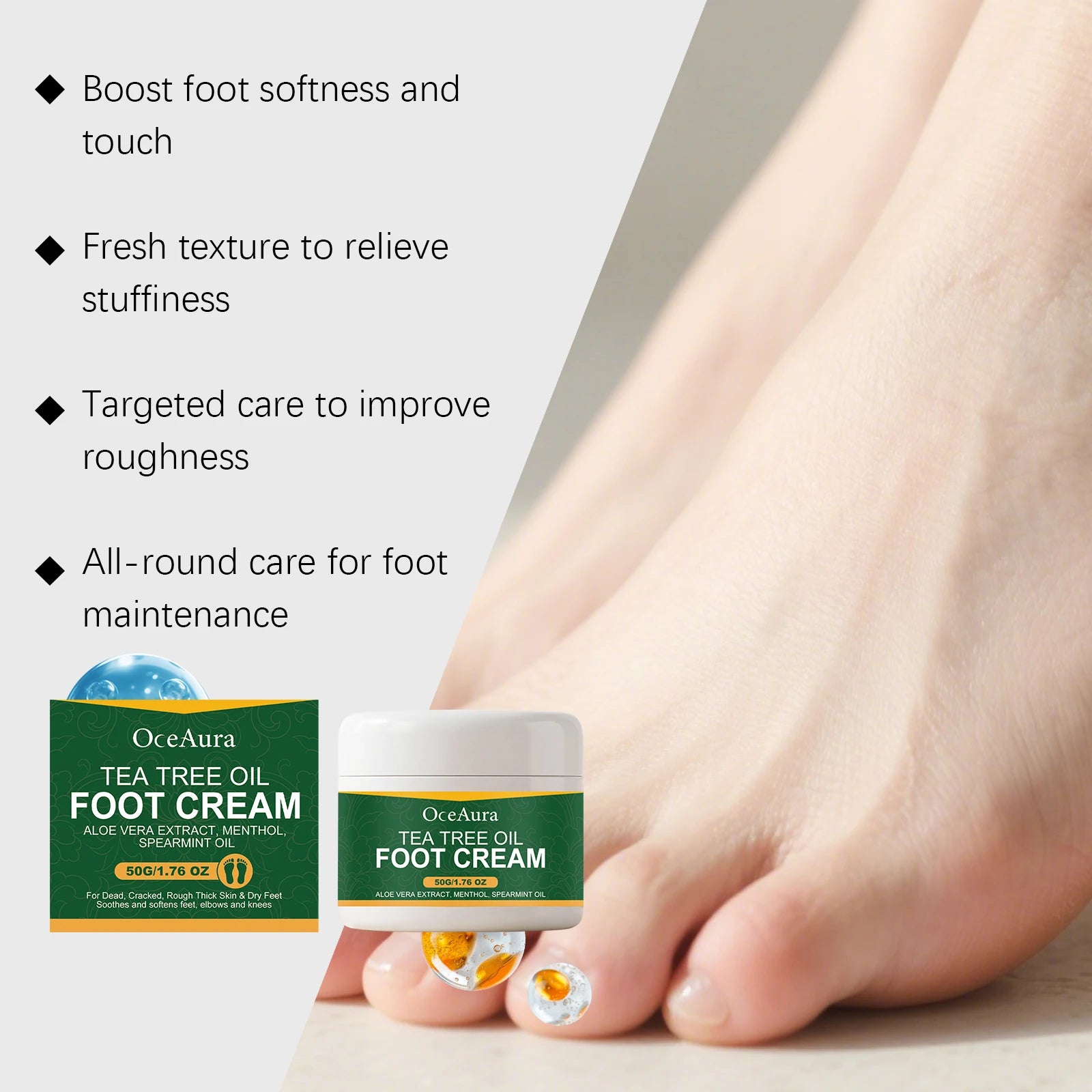 Tea Tree Oil Moisturizing Foot Cream for Cracked Heels - 11