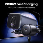 150W Fast Car Charger with 4-Port USB Extension for Laptops and Phones