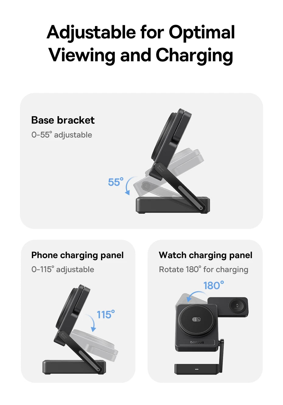 3-in-1 Foldable Magnetic Wireless Charging Station for Apple Devices