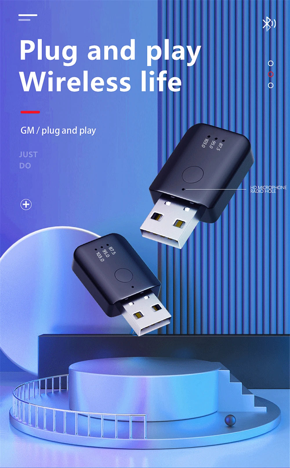 Bluetooth 5.1 Car FM Transmitter and Wireless Audio Receiver