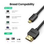 4K 60Hz Micro HDMI to HDMI Cable for Cameras and Laptops