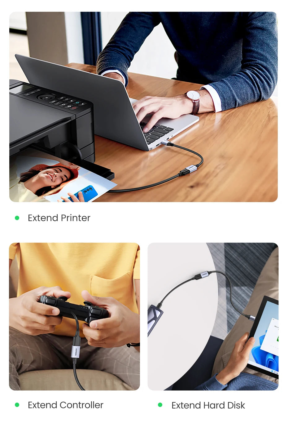 USB 3.0 Male to Female Extension Cable 5Gbps High-Speed Extender