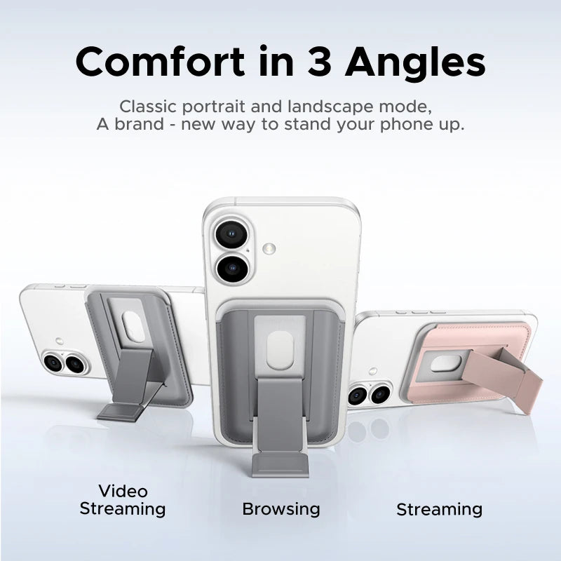 Magnetic Phone Wallet and Foldable Stand for MagSafe