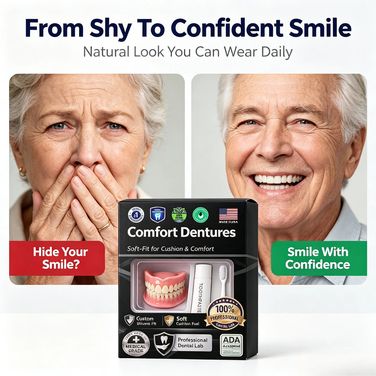 Moldable Silicone Cosmetic Denture Set for Instant Smile