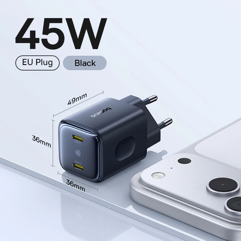 100W GaN Fast Wall Charger with 3 Ports for Laptops and Phones