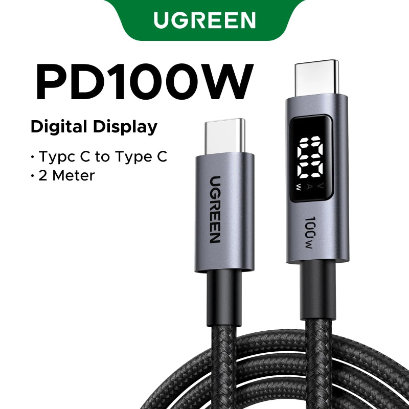 100W USB-C Fast Charging Cable with LED Status Display