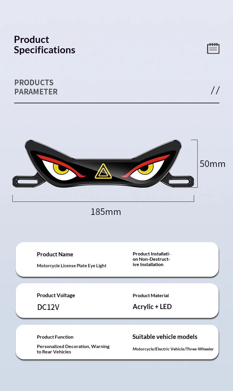 LED Demon Eye Motorcycle License Plate Warning Light - 8