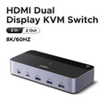 Dual Monitor HDMI KVM Switch for 2 PCs 4K 60Hz